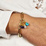 18ct Gold Plated Triple Birthstone Paperclip Bracelet, thumbnail 4 of 5