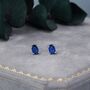 Sapphire Blue Oval Cz Stud Earrings In Sterling Silver, thumbnail 8 of 12