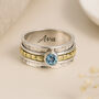 Personalised Sterling Silver And Brass Sky Blue Topaz Spinner Ring – 8mm, thumbnail 2 of 10