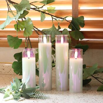 Set Of Four Pearlesent Glass Battery Candles, 5 of 7