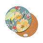 Round Placemats Set Heatproof Chica Camellia Teal, thumbnail 5 of 12