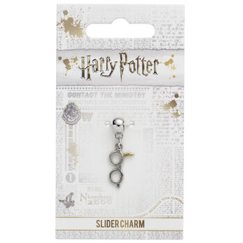Harry Potter Lightning Bolt With Glasses Slider Charm Silver, 2 of 2