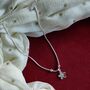 925 Silver Dangle Floral Plain Chain Payal Anklet, thumbnail 3 of 5