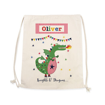 Personalised Dragon Cotton Pe Kit Bag, 2 of 2