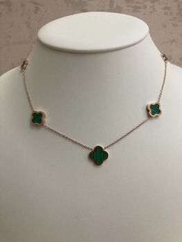 18 K Gold Plated Clover Necklace Rose Gold Emerald, 3 of 5