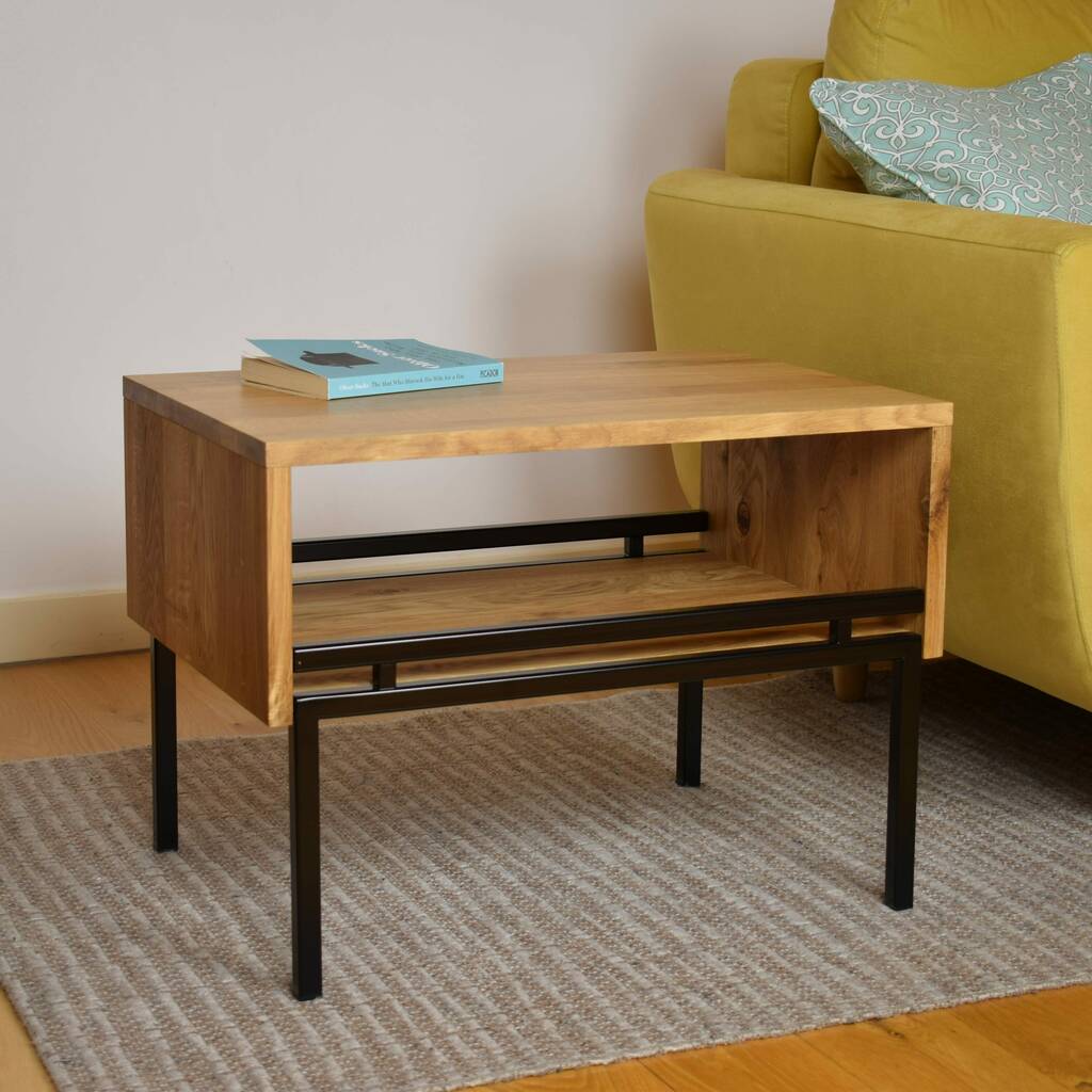 Effra Solid Oak Side Table With Steel Legs By Arpe Studio UK
