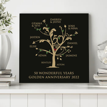 Personalised Golden Anniversary Family Tree Ltd Edition, 3 of 4