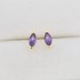 Sterling Silver Marquise Amethyst Purple Stud Earrings, thumbnail 6 of 10
