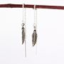 Sterling Silver Thread Through Leaf Earrings, thumbnail 6 of 11