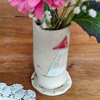 Handmade Ceramic Vase With House And Apple Tree, 3 of 7