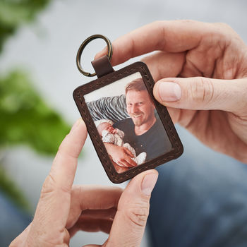 Personalised Leather Keyring With Metal Photo Insert, 3 of 9