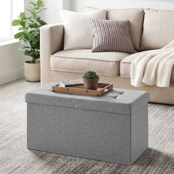 Storage Ottoman Flipping Lid Foldable Storage Bench, 3 of 12