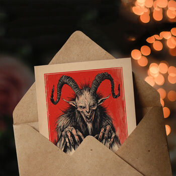 Merry Krampus German Fairytale Demon Horror Christmas Card, 3 of 6