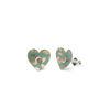 Jade Green And Gold Colour Heart Ear Studs In A Tin, thumbnail 1 of 3