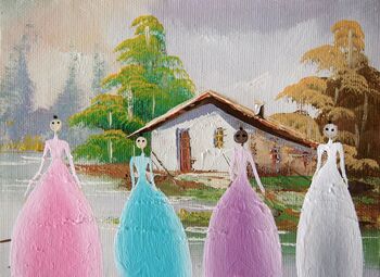 Giclee Print Of Girls In Pastel Dresses, 4 of 4