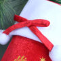 Personalised Red Christmas Stocking With Reindeer, thumbnail 2 of 3