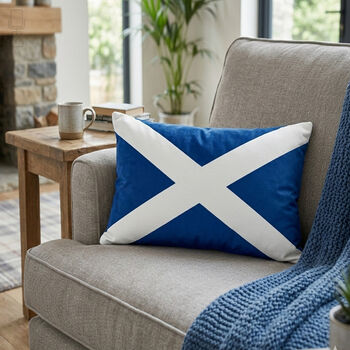 Scottish Saltire Square Cushion Cover In Blue And White, 2 of 12