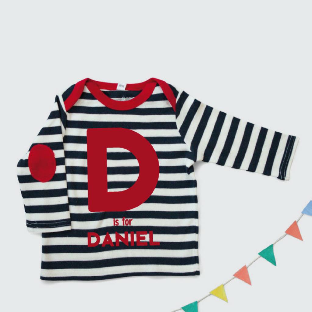 A Is For Long Breton Baby Striped Top, 1 of 3