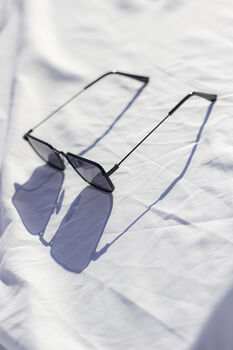 Black Nose Bridge Angular Rectangle Aviator Sunglasses, 3 of 7