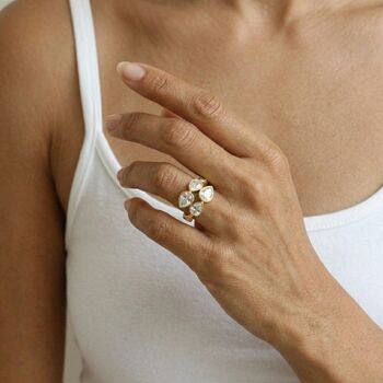 Teardrop Diamond Crossover Ring Gold, 6 of 10