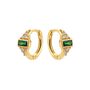 Gold Plated Emerald Green Huggie Hoops, thumbnail 1 of 6