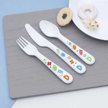 Personalised Kids Colourful Shapes Dinner Set, 5 of 6