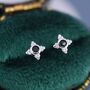 Sterling Silver Extra Tiny Dotted Cluster Black Cz Stud Earrings, thumbnail 1 of 12