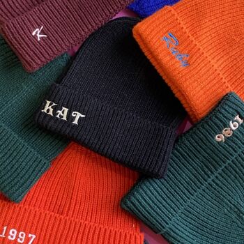Personalised Embroidered Beanie Hat, 9 of 12