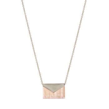 Sterling Silver Rose Quartz Envelope Necklace, 2 of 3