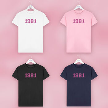 Personalised Varsity Birth Year Womens T Shirt, 5 of 6