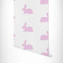 Wallpaper Bunnies Pearlescent Pink Children Wall Decor, thumbnail 2 of 2