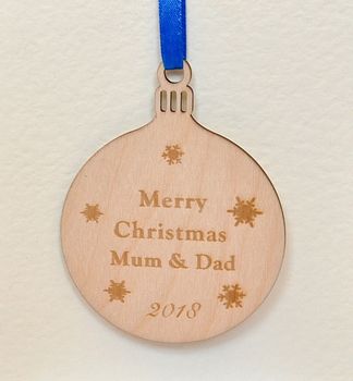 Personalised Wooden Bauble Christmas Card, 3 of 3