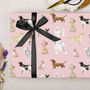 Three Sheets Of Dog Wrapping Paper Pink, thumbnail 1 of 2