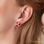 Ruby Triple Stone Gold And Silver Stud Earrings, thumbnail 1 of 9