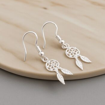Sterling Silver Dreamcatcher Drop Earrings, 2 of 7