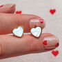 Mother Of Pearl Gold Plated Heart Earring Studs, thumbnail 1 of 5