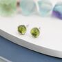 Natural Peridot Stud Earrings In Sterling Silver, thumbnail 2 of 11