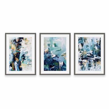 Textured Blue Abstract Print Set Of Three, 7 of 9