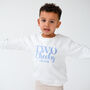 'Two Cheeky' Embroidered And Personalised Second Birthday Sweatshirt Jumper, thumbnail 2 of 6