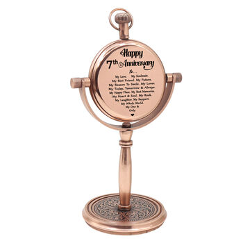 Personalised 7th Anniversary Gift Copper Desk Clock, 5 of 12