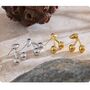 Monaco D’or Gold Cherry Flower Drop V Chrome Stud Gift Earrings, thumbnail 2 of 4