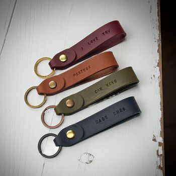 Navy Blue Leather Mini Letters Keyring Anniversary Gift, 5 of 5