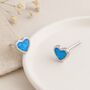 Sterling Silver Blue Opal Heart Stud Earrings – October Birthstone Jewellery, thumbnail 1 of 4