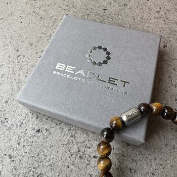 Men's Newcastle United Football Fan Tiger's Eye Bracelet, 4 of 6