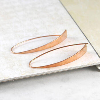 Rose Gold Plated Sterling Silver Curved Drop Earrings, 2 of 8