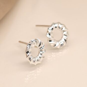 Sterling Silver Twisted Karma Circle Stud Earrings, 2 of 5