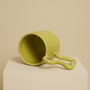 Chartreuse Handmade Ceramic Mug With Wiggle Handle, thumbnail 2 of 6