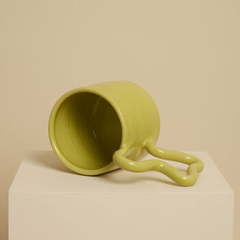 Chartreuse Handmade Ceramic Mug With Wiggle Handle, 2 of 6