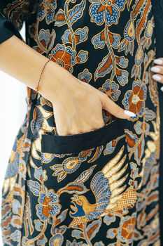 Navy Batik Kimono Robe, 6 of 8