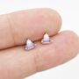 Lilac Purple Baguette And Round Cz Stud Earrings, thumbnail 3 of 12